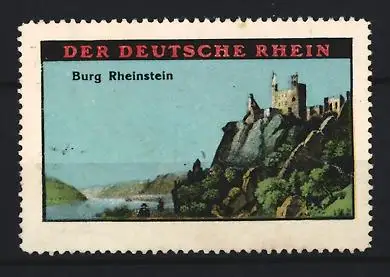 Reklamemarke Deutscher Rhein, Burg Rheinstein, Burg auf Felsen