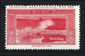 Reklamemarke Wien, Adria-Ausstellung 1913, Brioni Punta Neso, Landschaftsansicht
