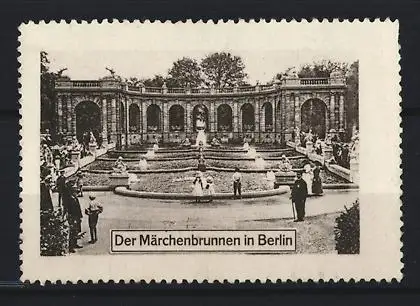 Reklamemarke Berlin-Friedrichshain, Der Märchenbrunnen, Brunnenanlage mit Figuren