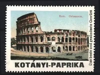 Reklamemarke Rom - Roma, KOTÁNYI-PAPRIKA, Kolosseum