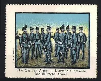 Reklamemarke Die deutsche Armee, Soldaten in Uniformen
