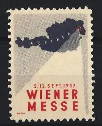 Reklamemarke Wien, Wiener Messe 1937, Österreich-Karte