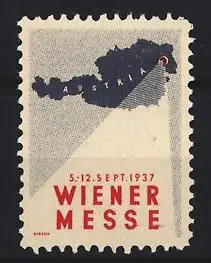 Reklamemarke Wien, Wiener Messe 1937, Landkarte Österreichs