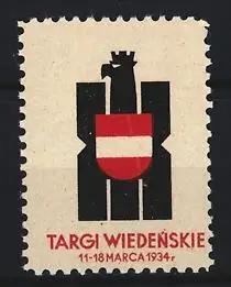 Reklamemarke Wien, Targi Wiedenskie 1934, Adler mit Schild