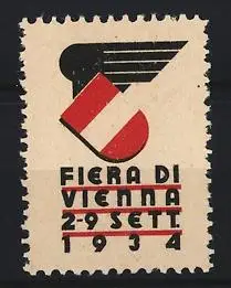 Reklamemarke Wien, Fiera di Vienna 1934, Wappen und Flügel-Symbol
