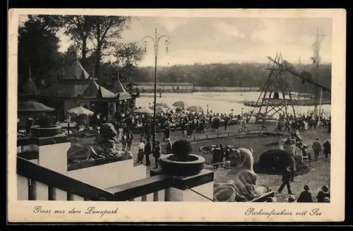 AK Berlin, Lunapark, Parkaufnahme mit See