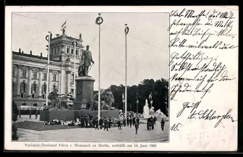 AK Berlin, National-Denkmal Fürst v. Bismarck, enthüllt am 16. Juni 1901