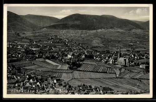 AK Edenkoben /Pfalz, Blick vom Hügel auf Stadt und Weinberge