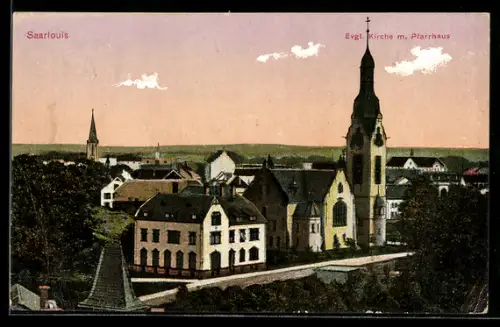 AK Saarlouis, Evang. Kirche mit Pfarrhaus