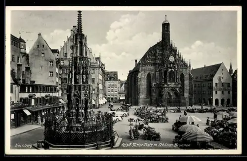 AK Nürnberg, Platz mit Schöner Brunnen, 