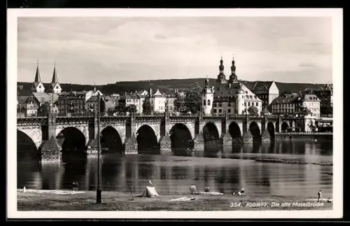 AK Koblenz, Die alte Moselbrücke