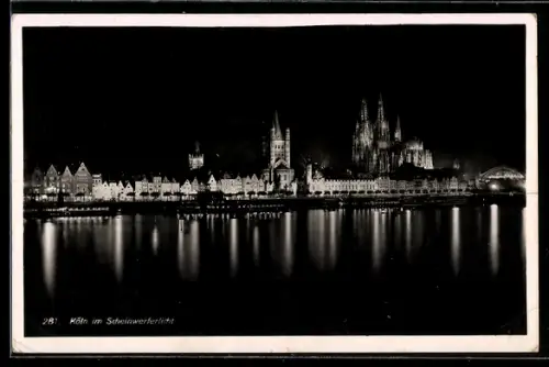 AK Köln, Scheinwerferlicht, Altstadt, Dom, Gross St. Martin