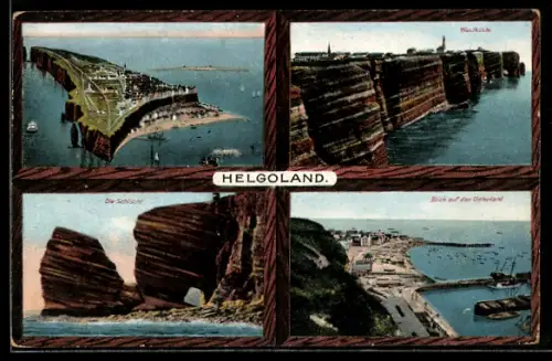 AK Helgoland, Westküste, die Schlucht, Blick auf das Unterland