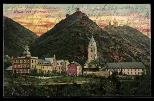 AK Bornhofen, Stadtmotiv mit den feindlichen Brüdern