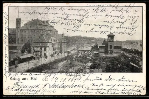 AK Kiel, Schlossgarten mit Strassenpartie