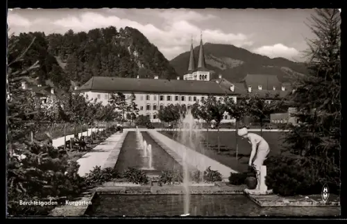AK Berchtesgaden, Kurgarten mit Wasserspielen