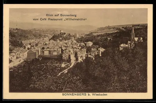 AK Sonnenberg b. Wiesbaden, Blick auf den Ort vom Cafe Restaurant Wilhelmshöhe