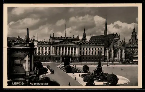 AK Leipzig, Augustusplatz mit Kirche