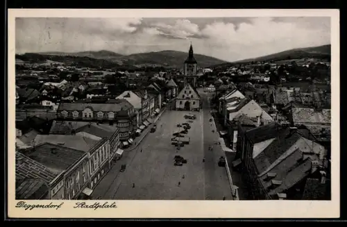 AK Deggendorf, Stadtplatz aus der Vogelschau