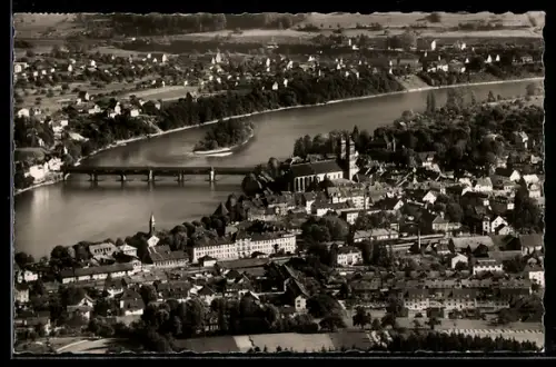 AK Säckingen /Hochrhein, Teilansicht mit Kirche, Fliegeraufnahme