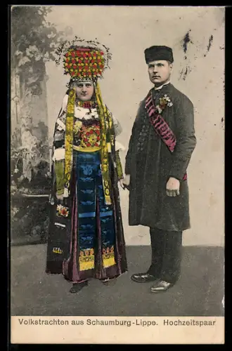 AK Hochzeitspaar in Schaumburg-Lippischer Landestracht