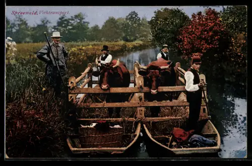 AK Spreewald, Viehtransport mit Kähnen