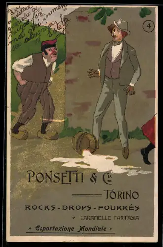 AK Torino, Ponsetti & Cie., Rocks, drops, fourrés, Caramelle, Reklame