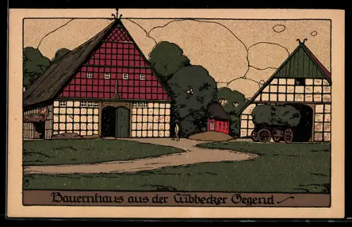 Steindruck-AK Bauernhaus im Lübecker Land