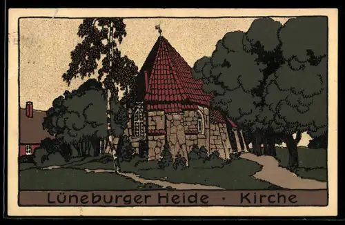 Steindruck-AK Lüneburger Heide, Kirche