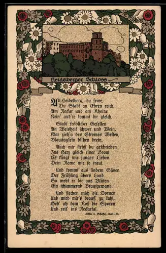 Steindruck-AK Heidelberg, Heidelberger Schloss