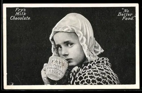 AK No Better Food, Girl drinking Fry`s Pure Concentrated Cocoa