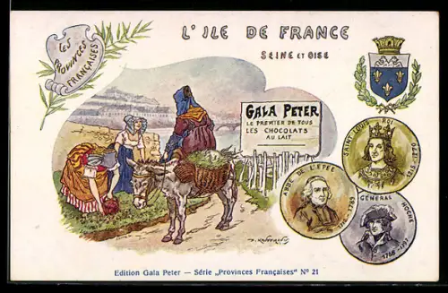 Künstler-AK sign. Kauffmann: L`Ile de France, Seine et Oise, elsass-lothringische Trachten