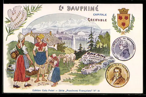 AK Gala Peter Chocolat, Série Provinces Francaises, Le Dauphiné Capitale Grenoble