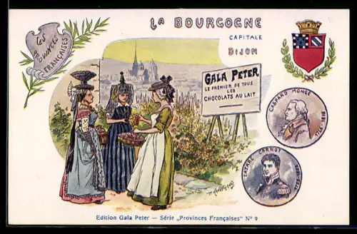 AK Gala Peter Chocolat, Série Provinces Francaises, La Bourgogne Capitale Dijon