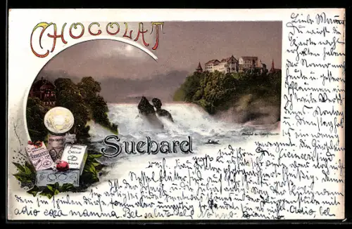 AK Reklame für Kakao Suchard, Rheinfall bei Schaffhausen