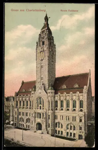 AK Berlin-Charlottenburg, Neues Rathaus aus der Vogelschau