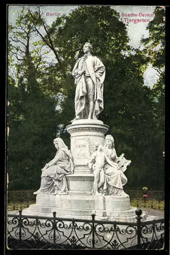 AK Berlin, Goethe-Denkmal im Tiergarten