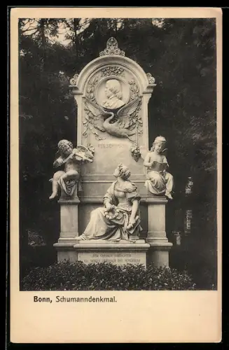 AK Bonn, Schumanndenkmal, Engel mit Violine