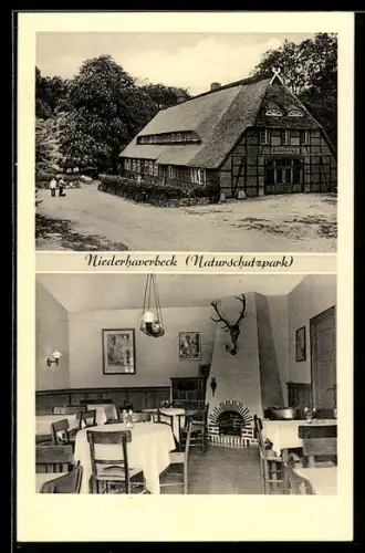 AK Niederhaverbeck, Gasthaus Heidekrug im Naturschutzpark, Speiseraum