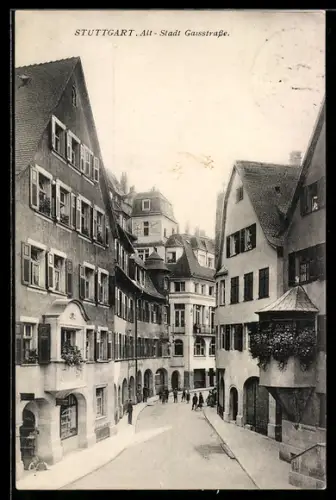 AK Stuttgart, Häuser in der Gausstrasse