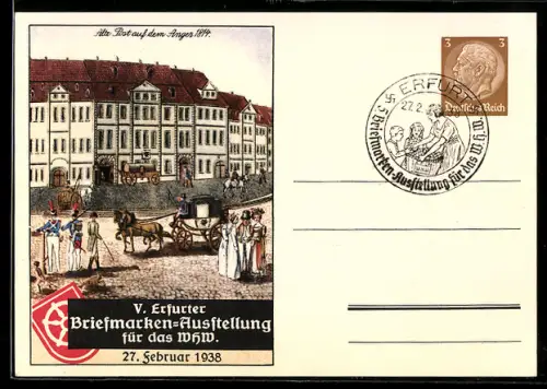 AK Erfurt, V. Briefmarken-Ausstellung1938 für das WHW, Winterhilfswerk, Alte Post 1814, , Ganzsache