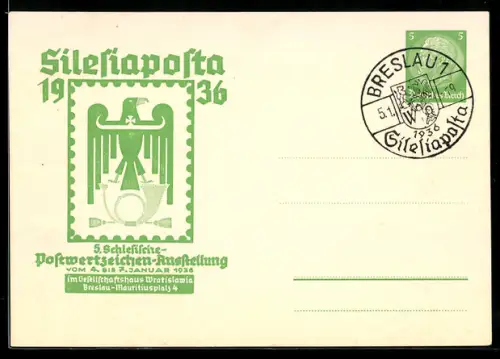 AK Ganzsache PP 126 C 11: Breslau, 5. Schlesische Postwertzeichen-Ausstellung Silesiaposta 1936