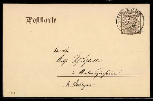 AK Ganzsache Dienstpost Württemberg, Amtlicher Verkehr, 3 Pf. Dienstmarke