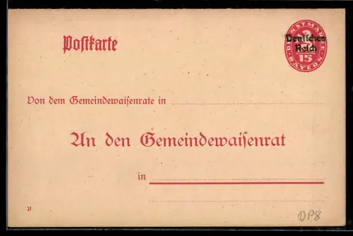 AK Ganzsache Dienstpost Bayern, Postkarte Gemeindewaisenrat