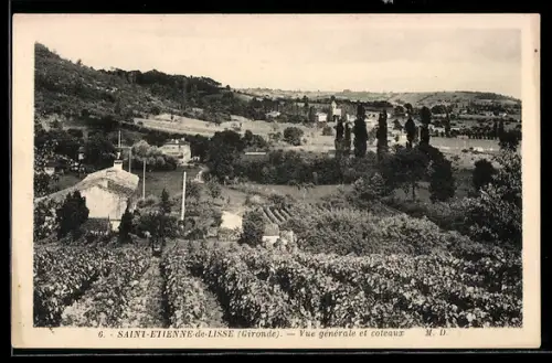 AK Saint-Etienne-de-Lisse /Gironde, Vue générale et coteaux