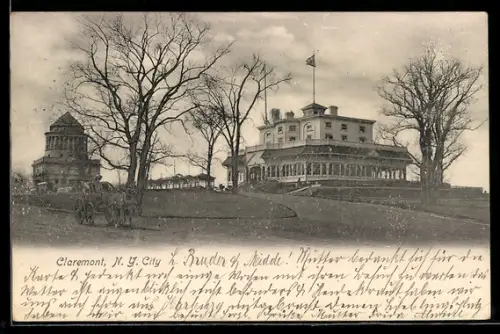 AK New York, NY, Claremont, Parkpavillon mit Kutsche
