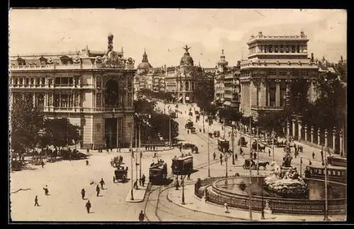 AK Madrid, Calle de Alcalá, Banco del Río de la Plata y Banco de España