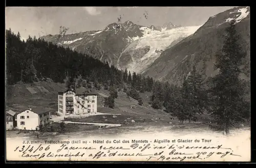 AK Trélechamp, Hôtel du Col des Montets, Aiguille et Glacier du Tour