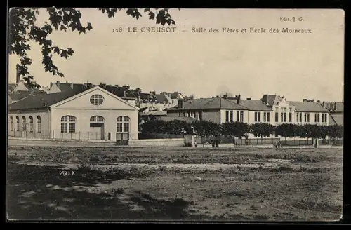 AK Le Creusot, Salle des Fêtes et Ecole des Moineaux