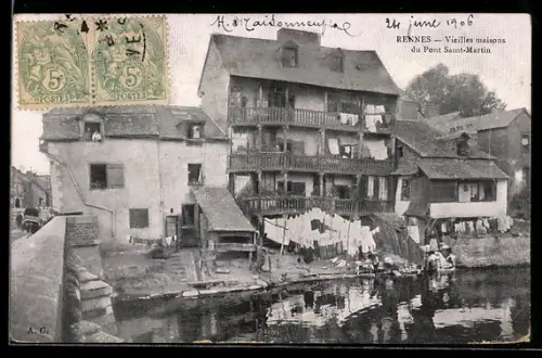 AK Rennes, Vieilles maisons du Pont Saint-Martin